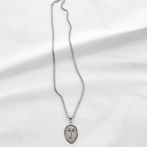 FACE SILVER NECKLACE